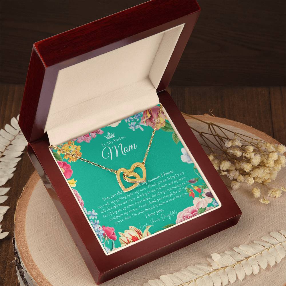 To My Badass Mom Necklace Badass Mom Gift Mother’S Day Gift Birthday Gift Gift From Daughter On Wedding Day Interlocking Hearts Necklace