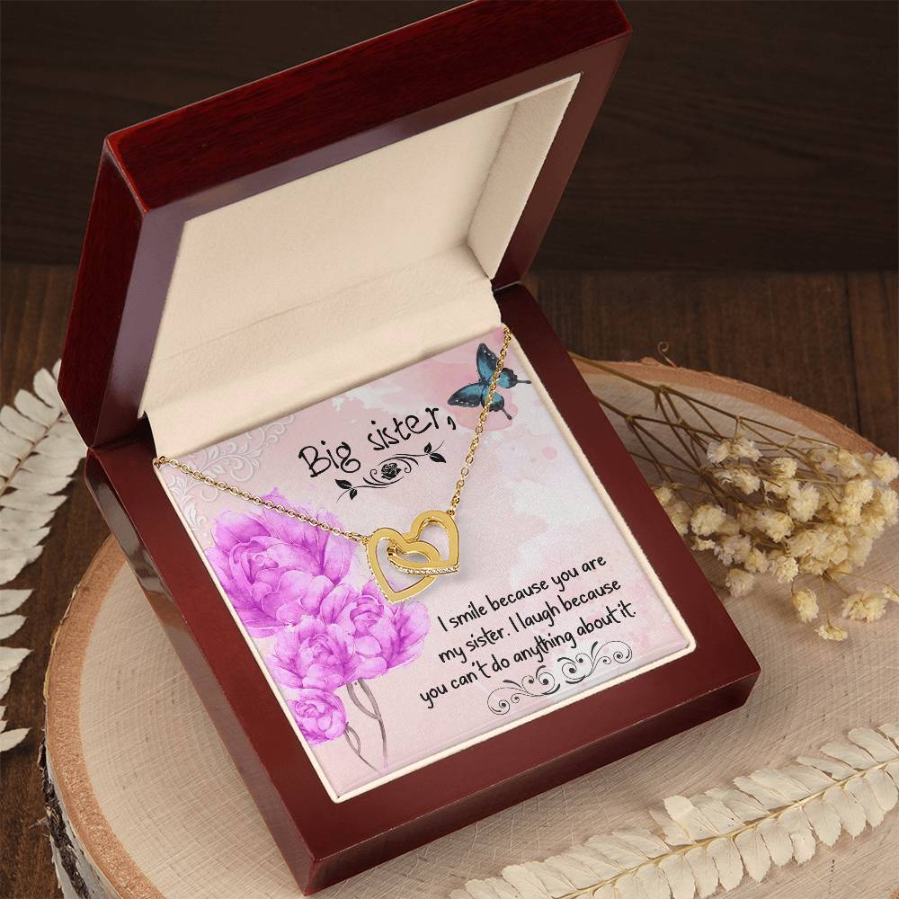 Gift For Big Sister Two Hearts Embellished Jewelry Interlocking Hearts Necklace