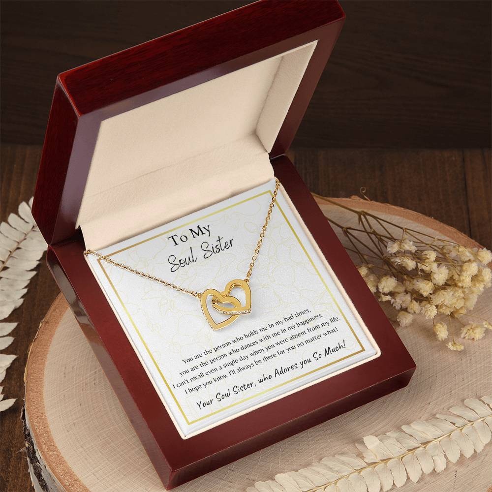 To My Soul Sister Interlocking Hearts Necklace