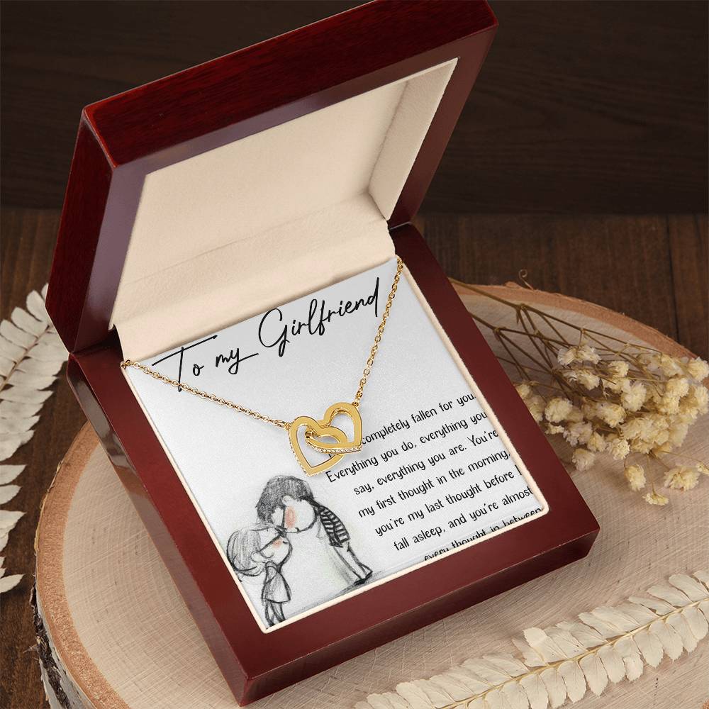 To My Girlfriend Interlocking Hearts Necklace Message Card