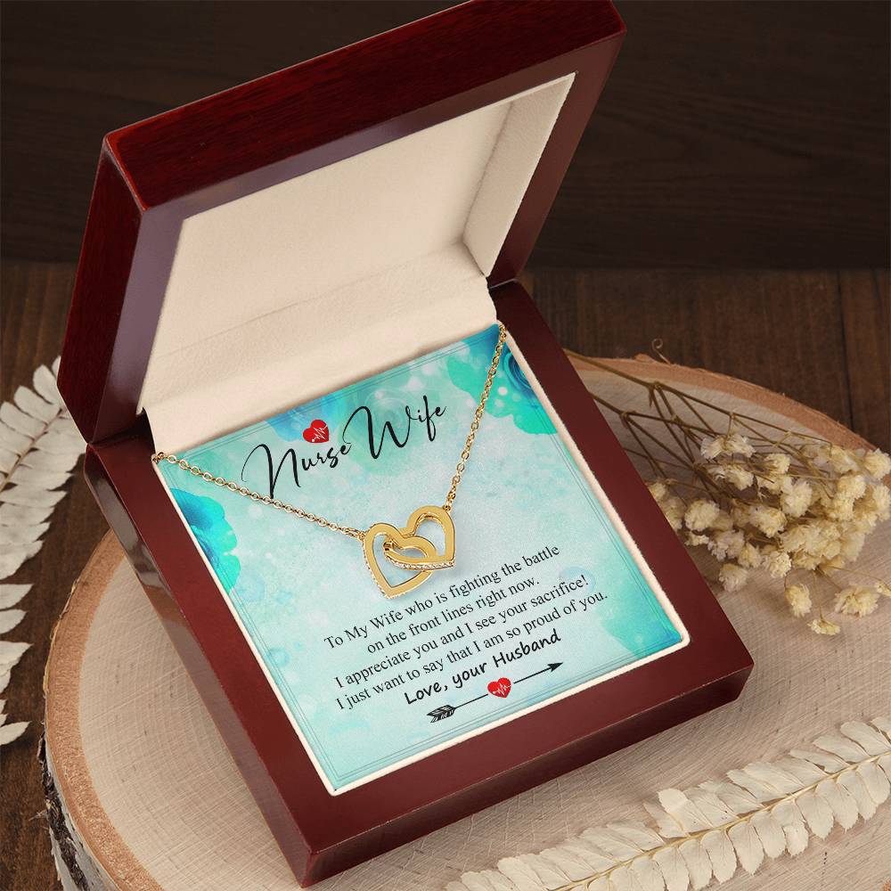 A Special Gift For Nurse Wife - Who Is Fighting On The Front Lines. Interlocking Hearts Necklace
