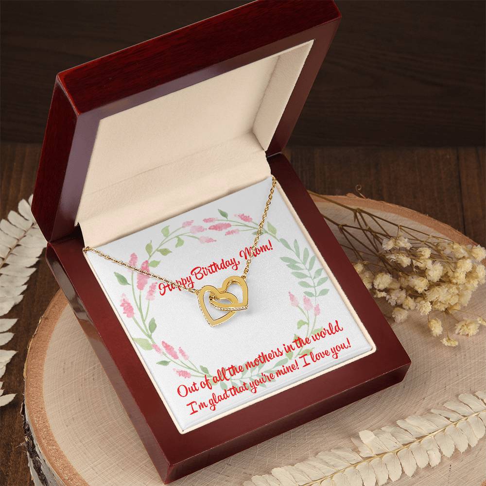 Happy Birthday Two Hearts Necklace For Mom Interlocking Hearts Necklace