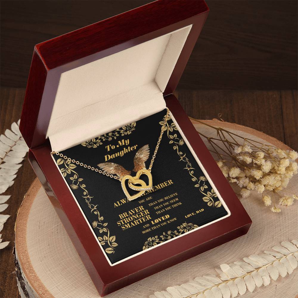 To My Daughter - Two Hearts Interlocking Hearts Necklace