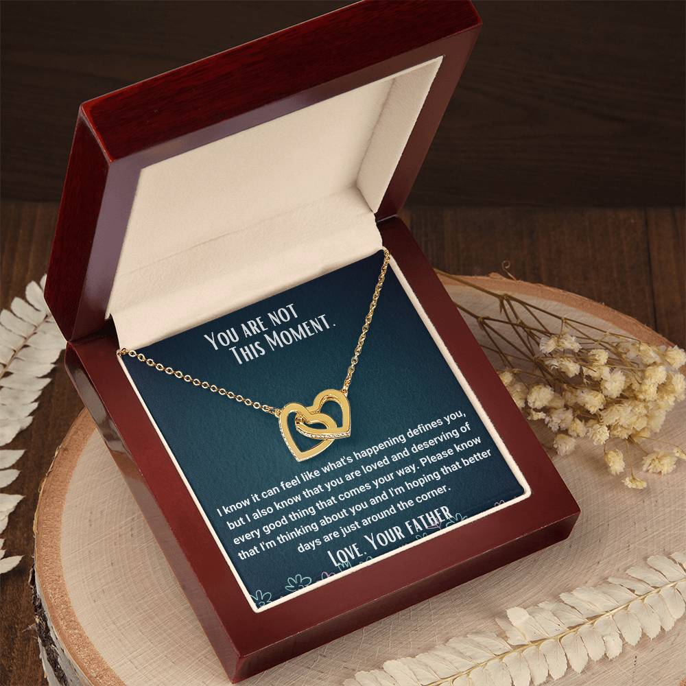Interlocked Necklace You Are Not This Moment Encouragement Message Card Interlocking Hearts Necklace