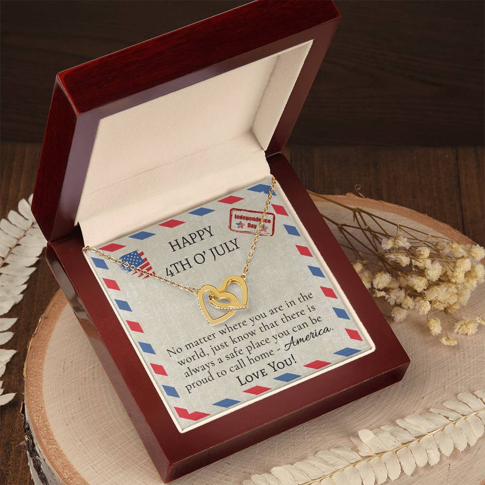 Fourth Of July Necklace Interlocking Hearts Necklace