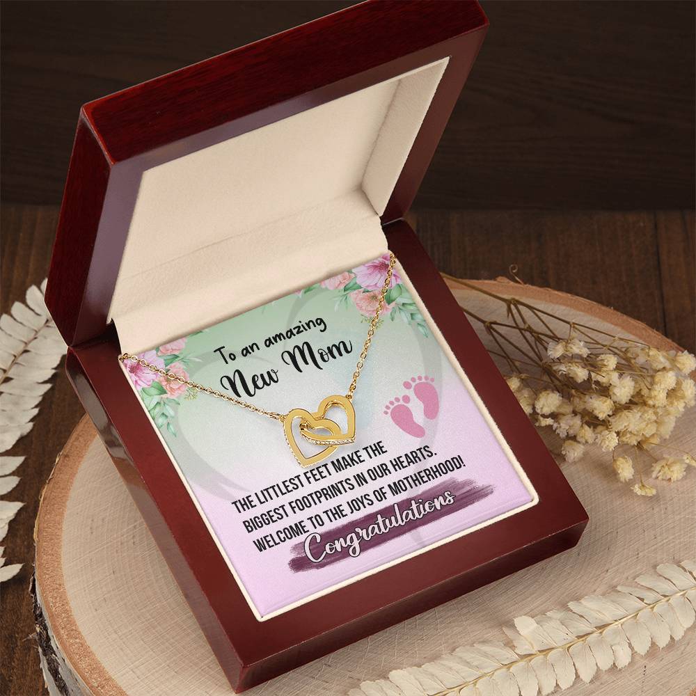 To An Amazing Mom- Gift For New Mom Interlocking Hearts Necklace