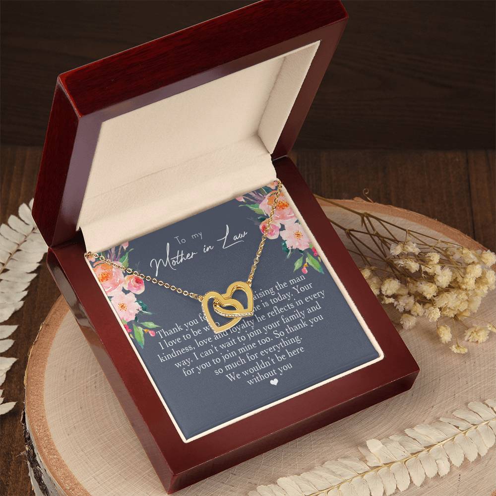 To My Mother In Law Thank You For Raising The Man I Love Heart Necklace Interlocking Hearts Necklace