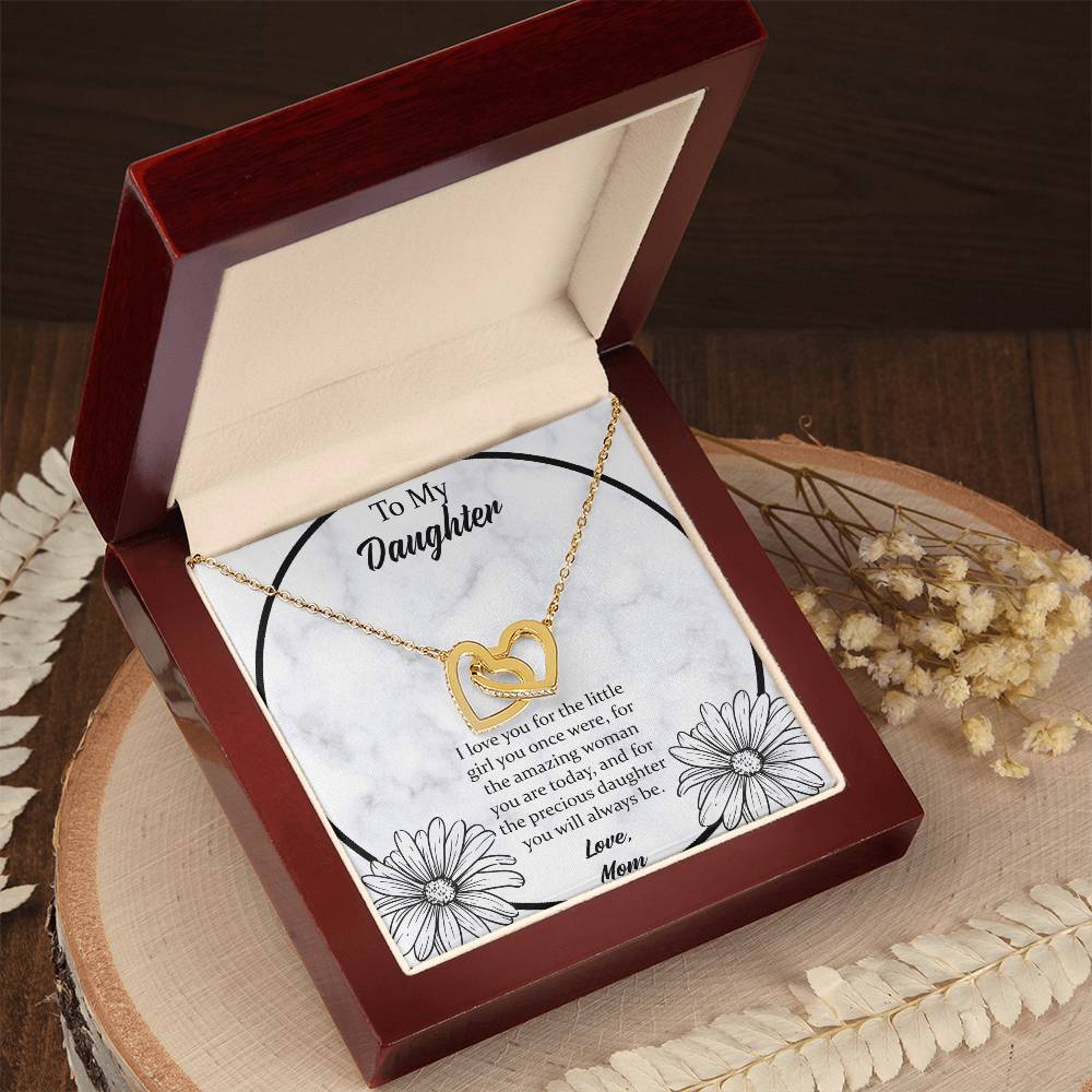 To My Daughter I Love You For The - Love Mom Interlocking Hearts Necklace