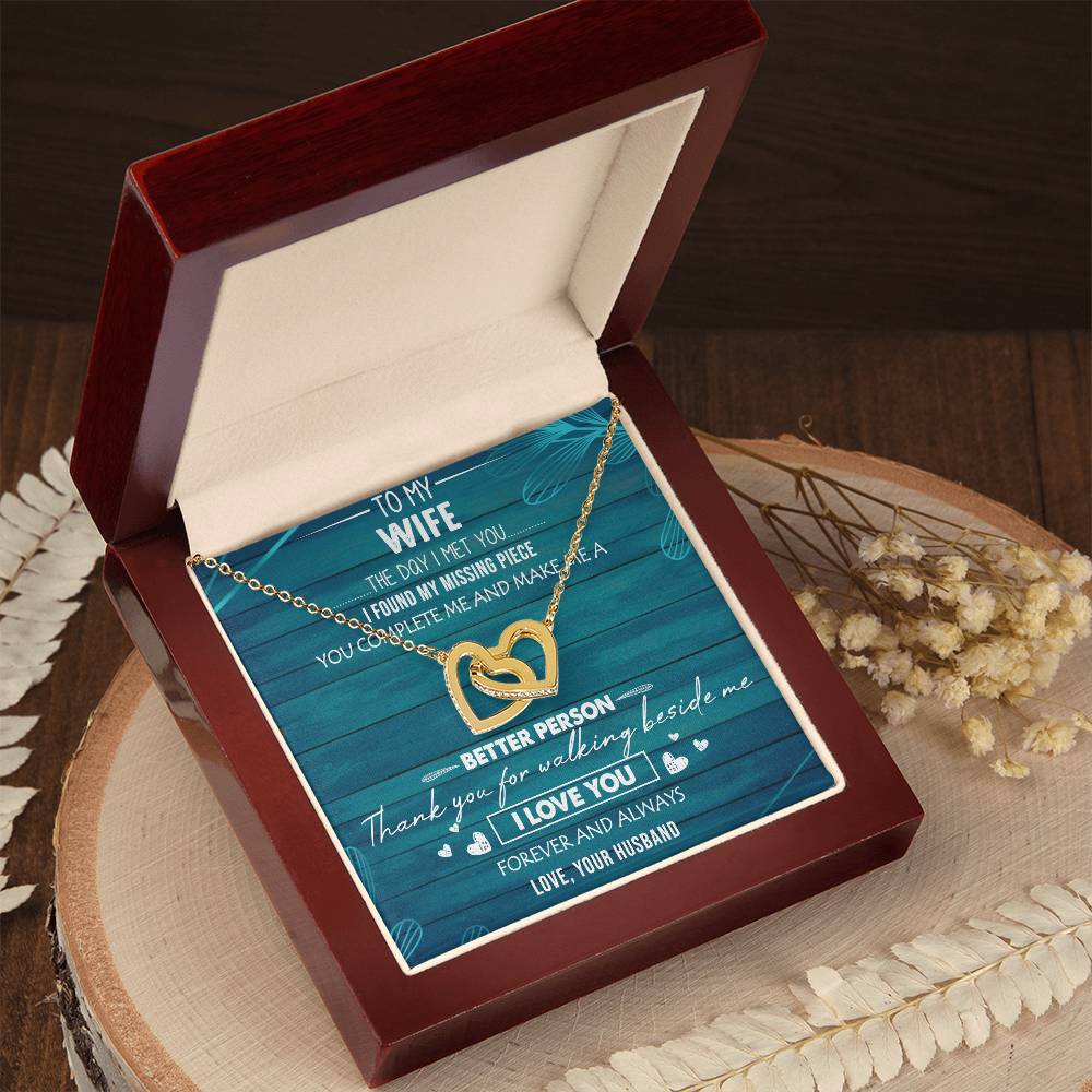 To My Wife Interlocking Hearts Necklace Message Card
