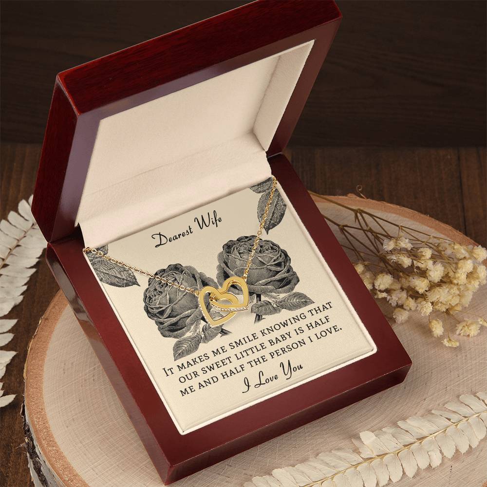 Dear Wife It Makes Me Smile Knowing That Our Sweet Little Baby Interlocking Hearts Necklace