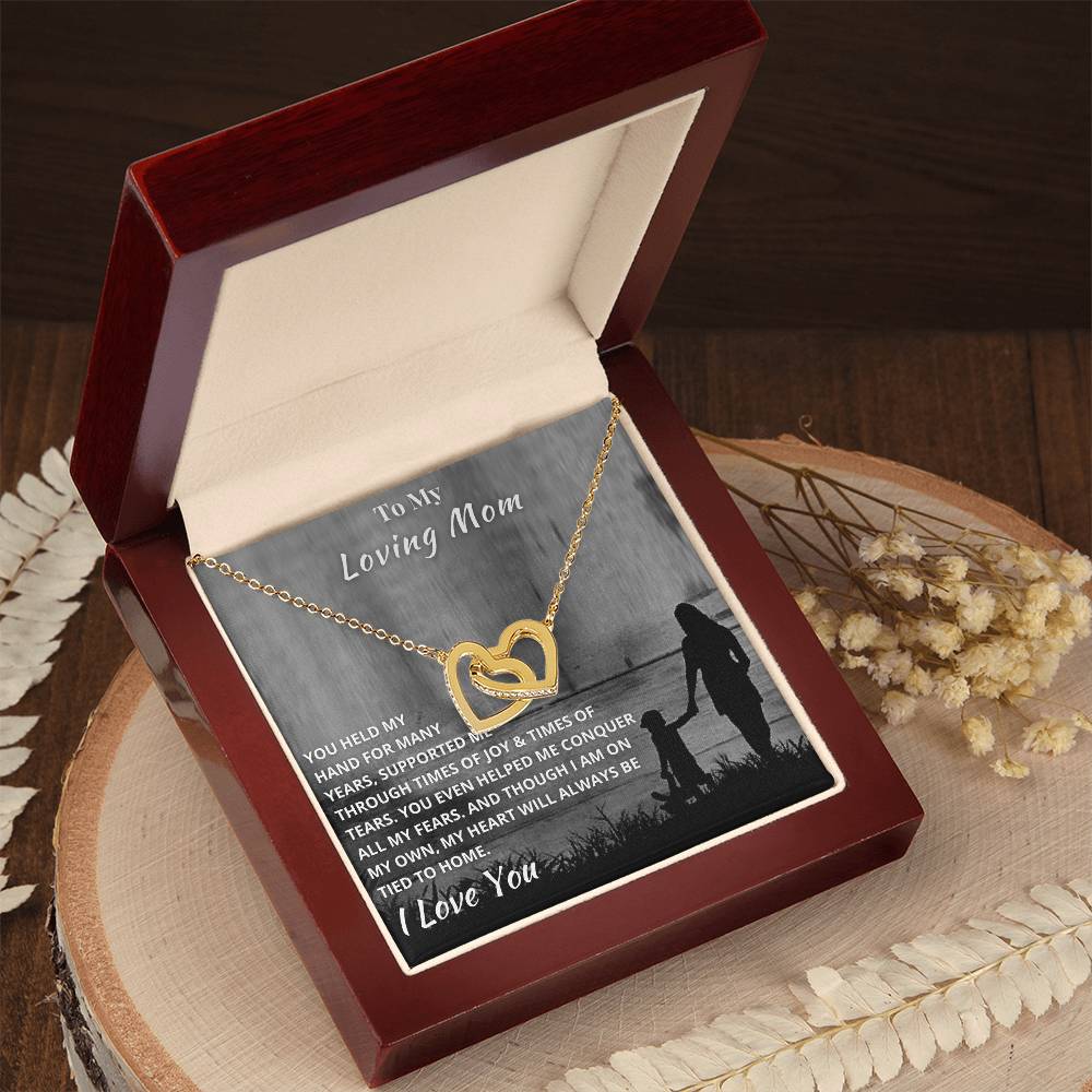 To My Mom - Hold My Hand Forever - Necklace Interlocking Hearts Necklace