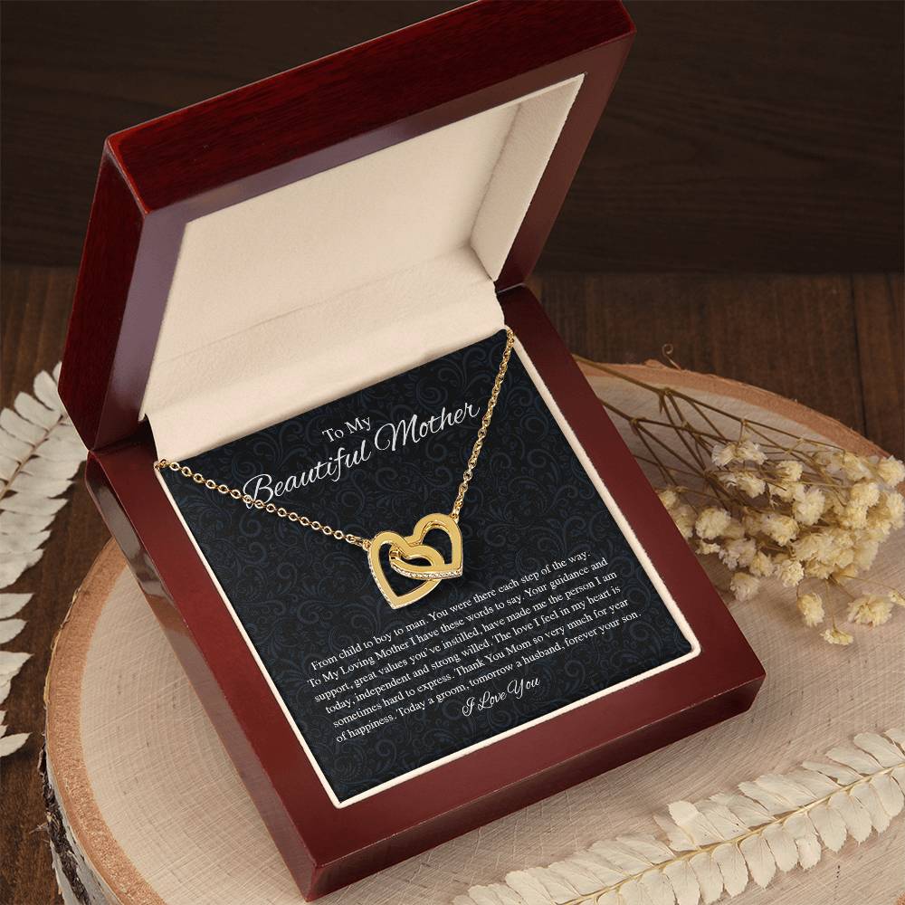 To My Beautiful Mother From Groom Interlocking Hearts Interlocking Hearts Necklace