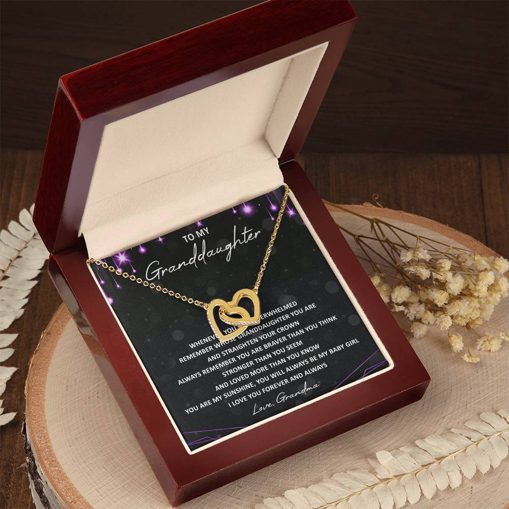 To My Granddaughter Interlocking Hearts Necklace Message Card