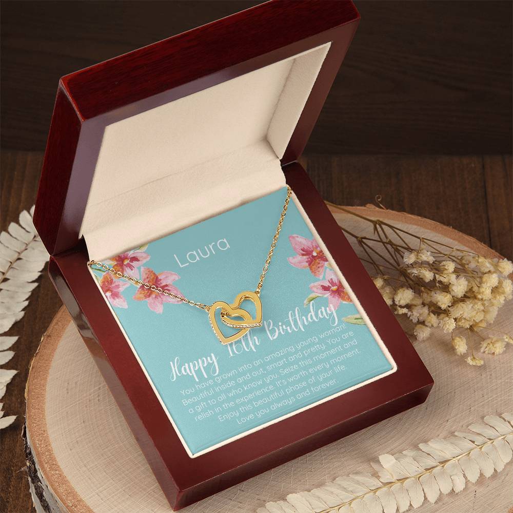 Personalized Happy 16Th Birthday Interlocked Hearts Necklace Interlocking Hearts Necklace