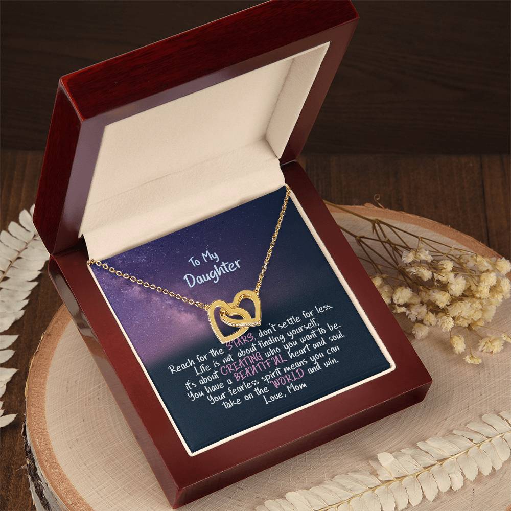Daughter Reach For The Stars - Hearts Necklace Interlocking Hearts Necklace