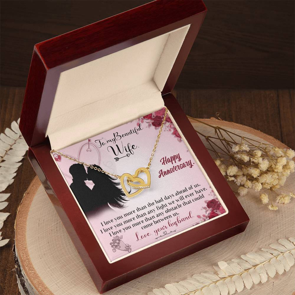 For My Loving Wife. Interlocking Hearts Necklace