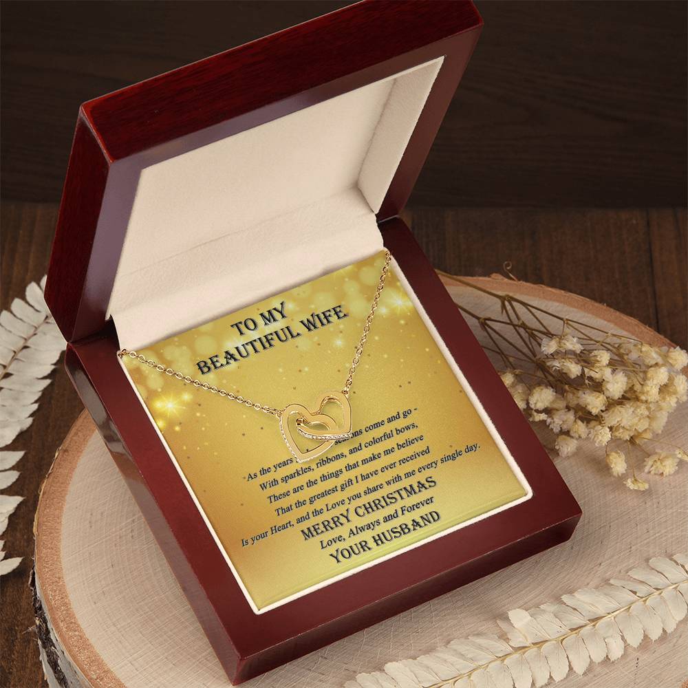 To My Wife - Always And Forever Interlocking Hearts Necklace