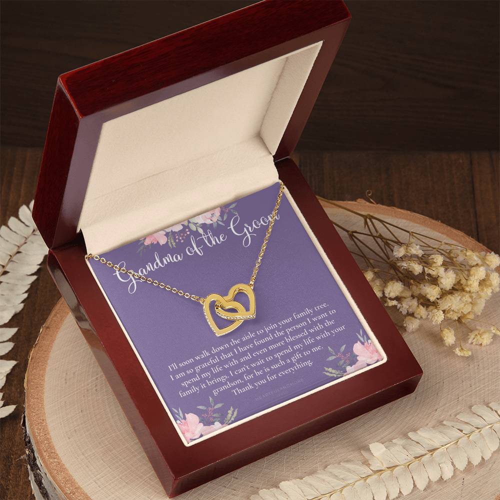 Grandmother Of The Groom Gift Necklace Grandma Wedding Gift Nana Bridal Shower Rehearsal Dinner Thank You Gift Interlocking Hearts Necklace
