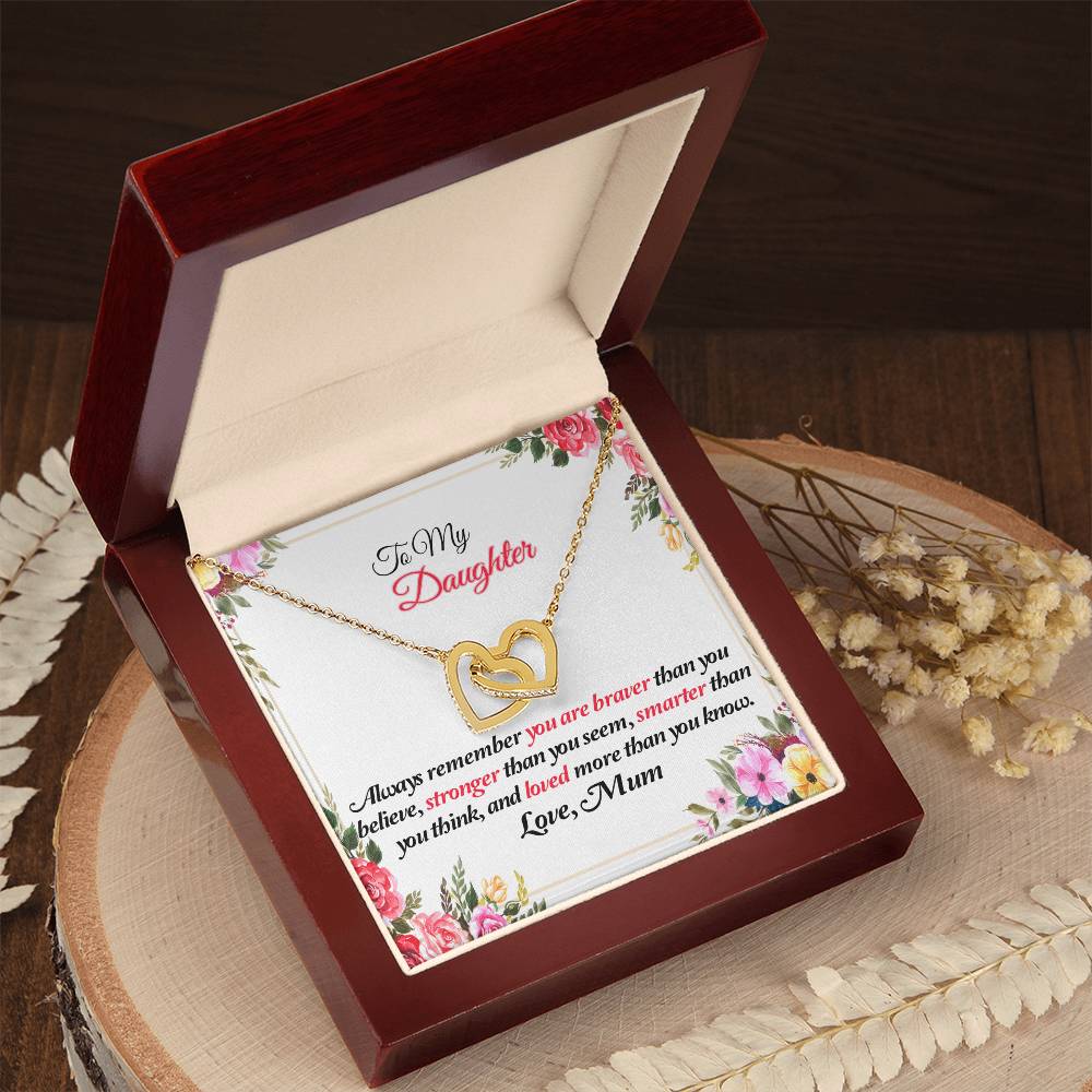 To My Daughter Joined Hearts Pendant Necklace From Mum Interlocking Hearts Necklace