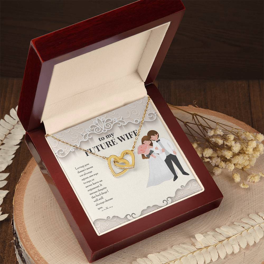 Two Hearts For Wife Interlocking Hearts Necklace