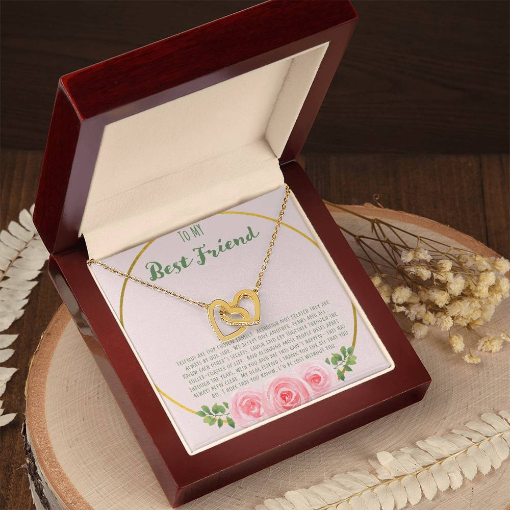 To My Bestfriend Our Friends Are Our Chosen Family Interlocking Hearts Necklace