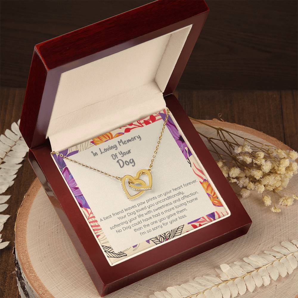 Loss Of Dog Loving Memory Of Your Best Friend - Connected Hearts Necklace Interlocking Hearts Necklace