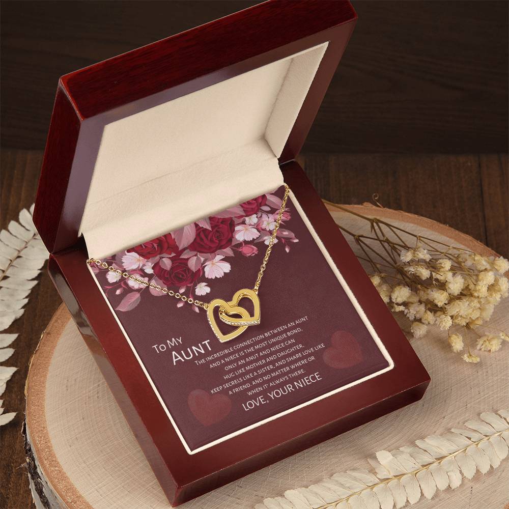Gift For Aunt - To My Aunt From Niece - Mother'S Day Gift Interlocking Heart Necklace Interlocking Hearts Necklace