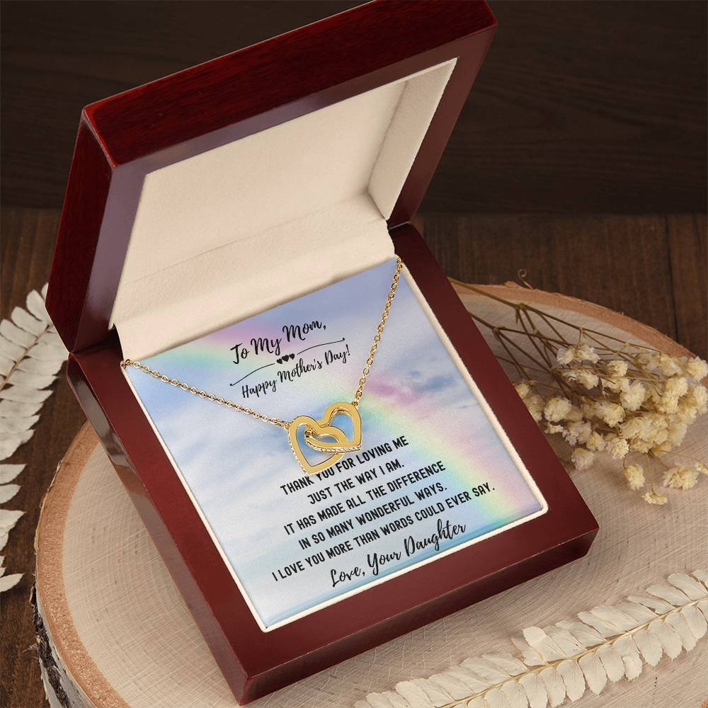 Thank You For Loving Me Mom - Hearts Necklace Interlocking Hearts Necklace
