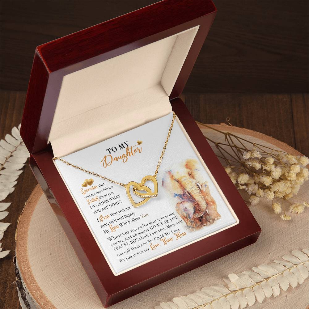 To My Daughter Necklace From Elephant Dad Interlocking Hearts Necklace