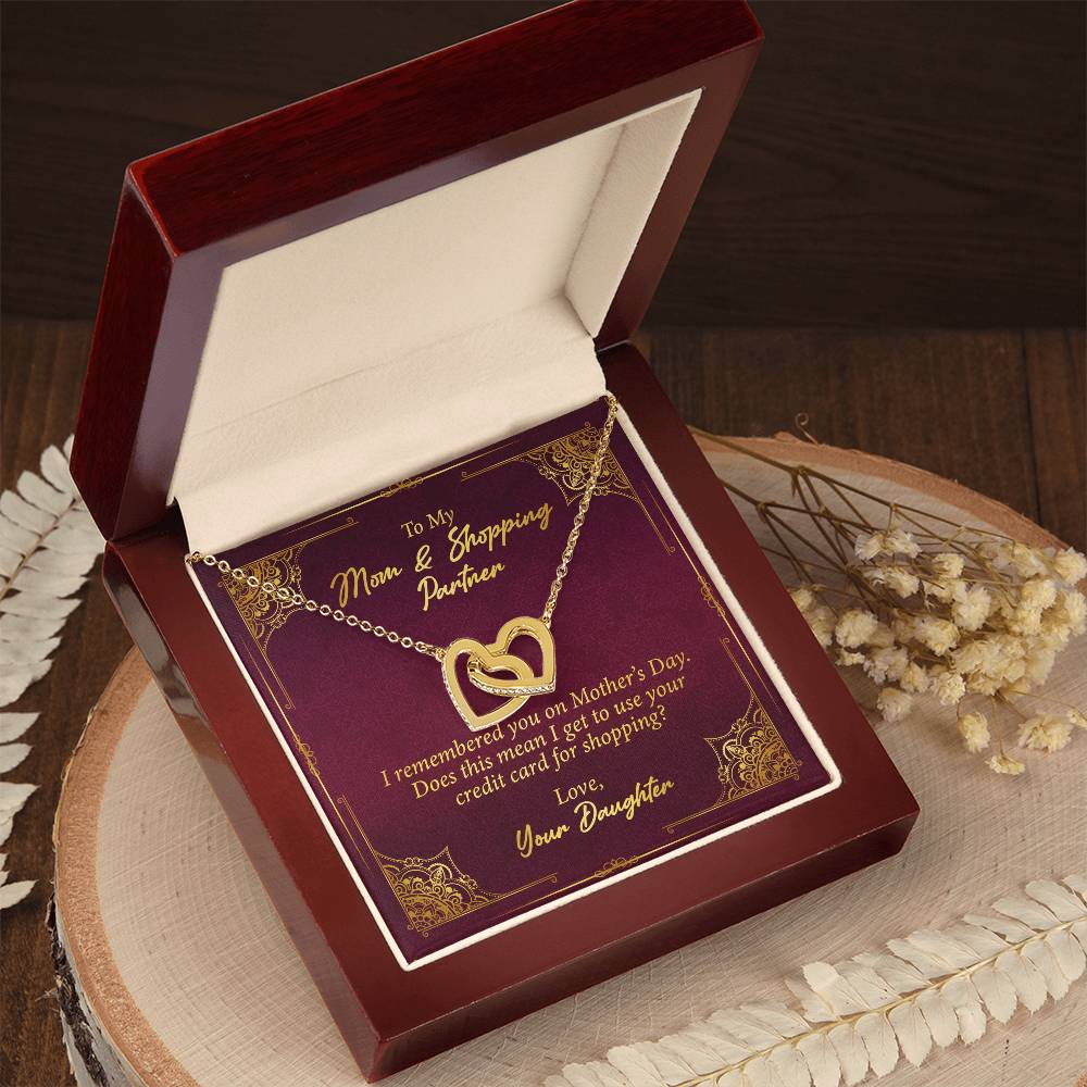To My Mom And Shopping Partner Interlocking Hearts Necklace