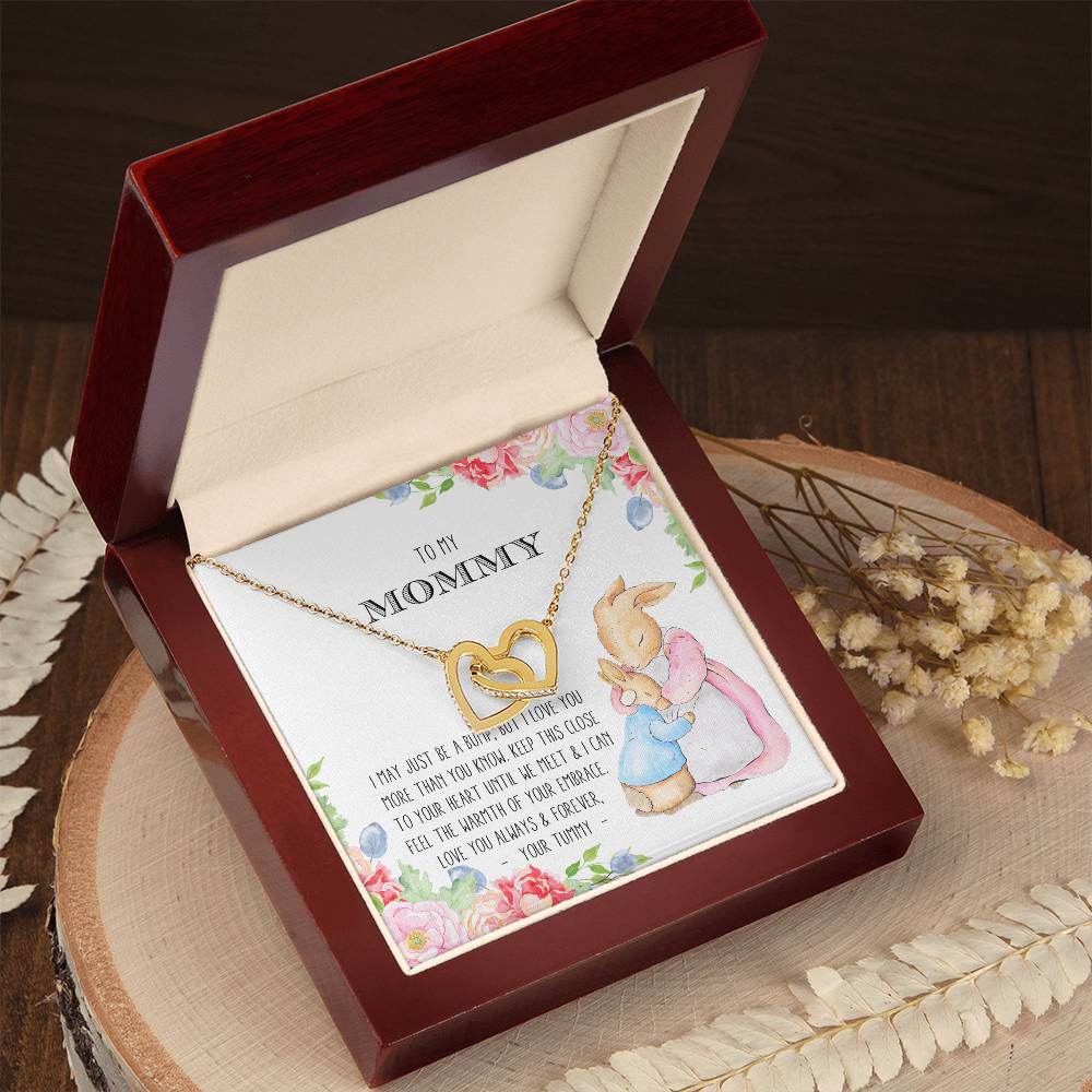 To My Mommy - Expecting Mom Heart Necklace Interlocking Hearts Necklace