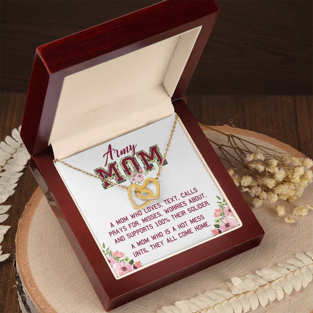 Gift For Army Mom - A Hot Mess - The Interlocking Heart Necklace Interlocking Hearts Necklace