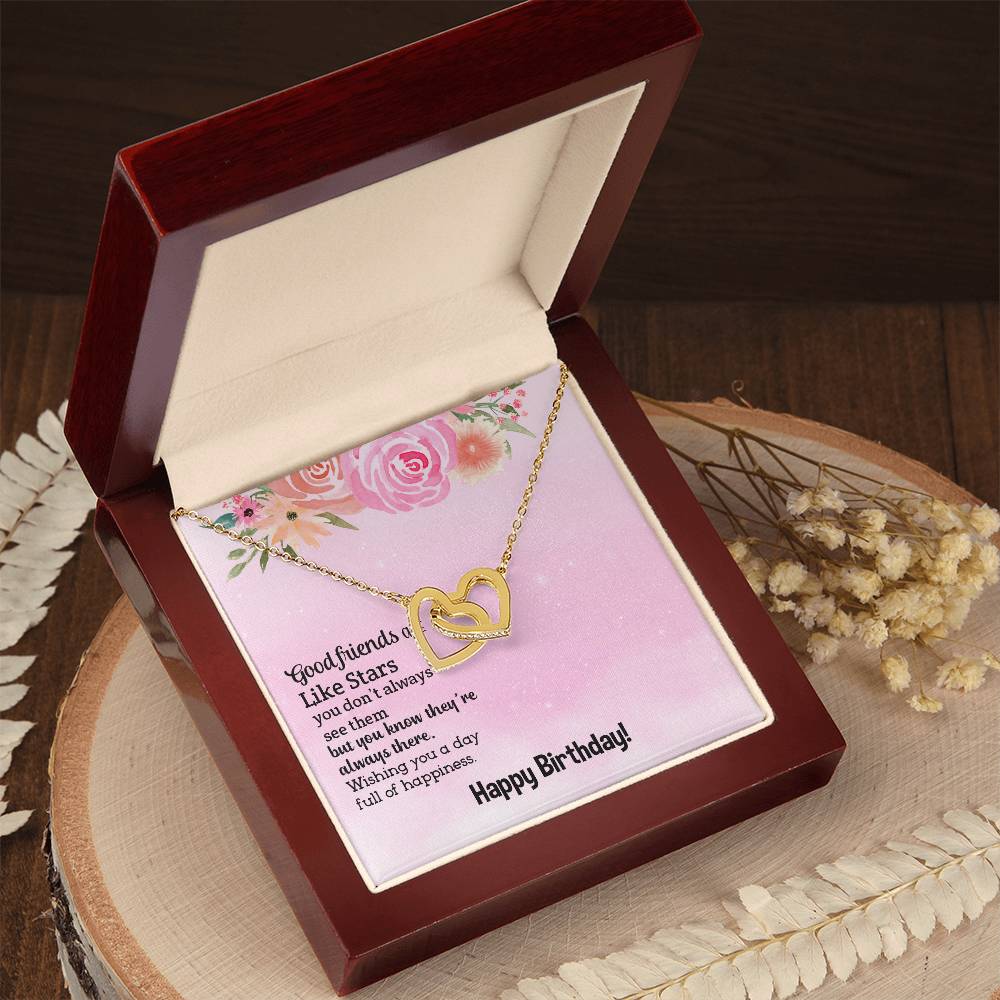 Good Friends Are Like Stars - Birthday Gift For Friend - Interlocking Hearts Necklace