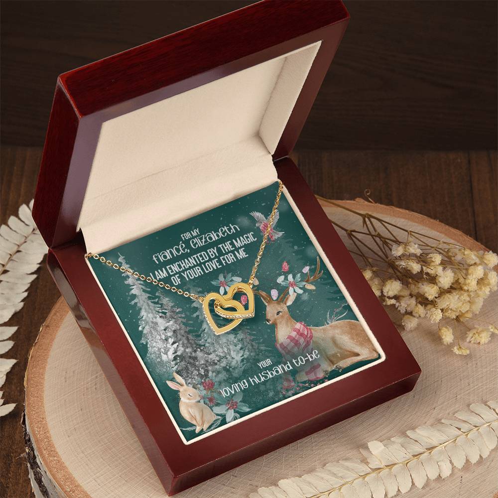 Husband To-Be For Future Wife- I Am Enchanted By The Magic Of Your Love - Fully Customizable Christmas Gift Interlocking Hearts Necklace