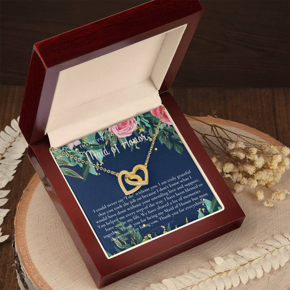 Maid Of Honor Thank You Gift From Bride Bridesmaid Gift Maid Of Honor Gift Necklace Matron Of Honor Gift Thank You Gift From Bride Interlocking Hearts Necklace