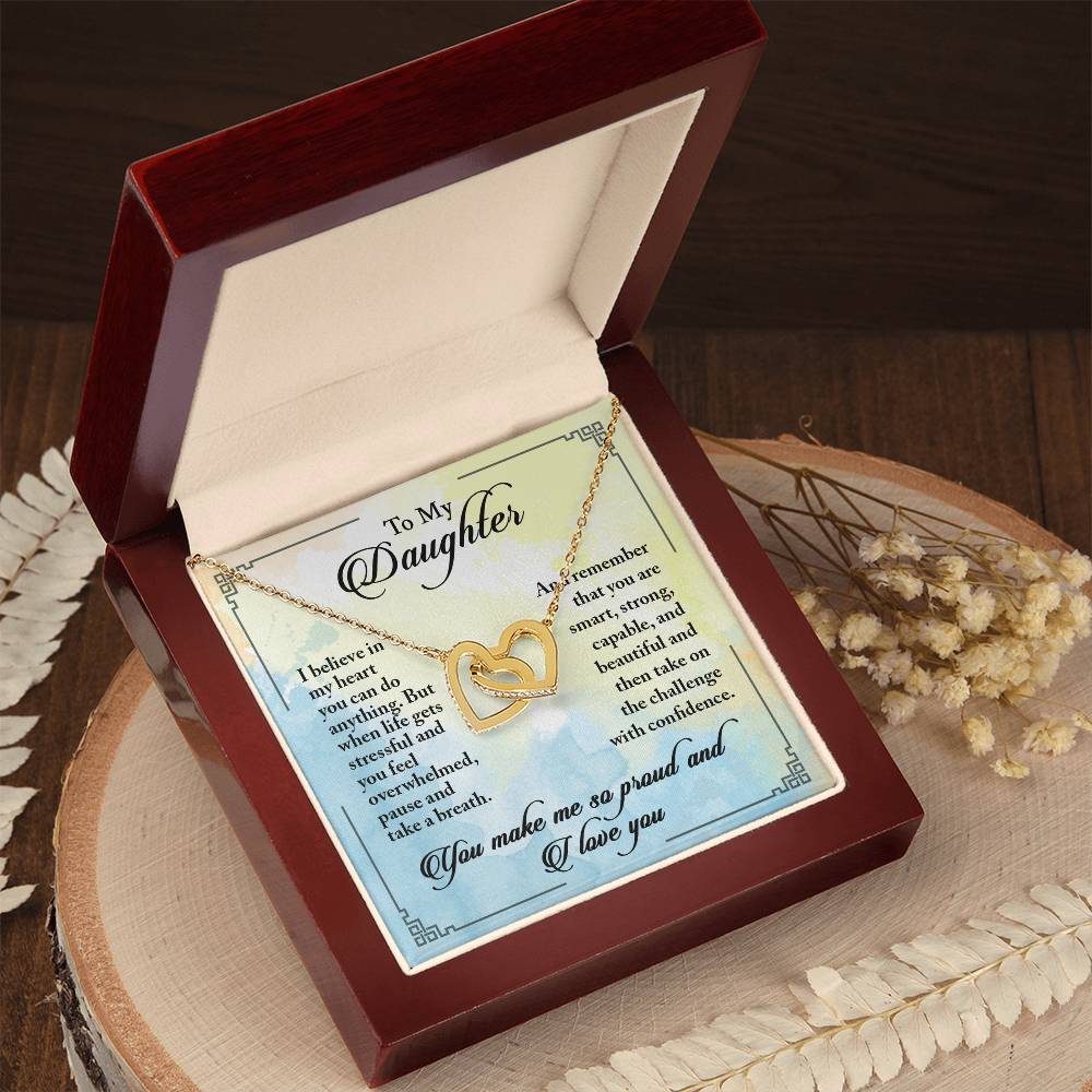 My Daughter Smart Strong Capable Beautiful - Linked Hearts Necklace Interlocking Hearts Necklace