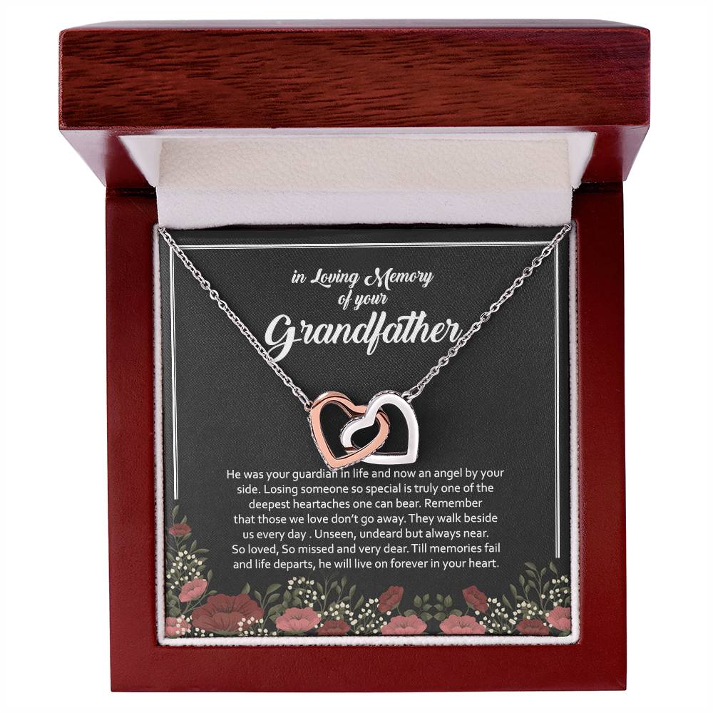 In Loving Memory Of Your Grandfather Interlocking Hearts Necklace