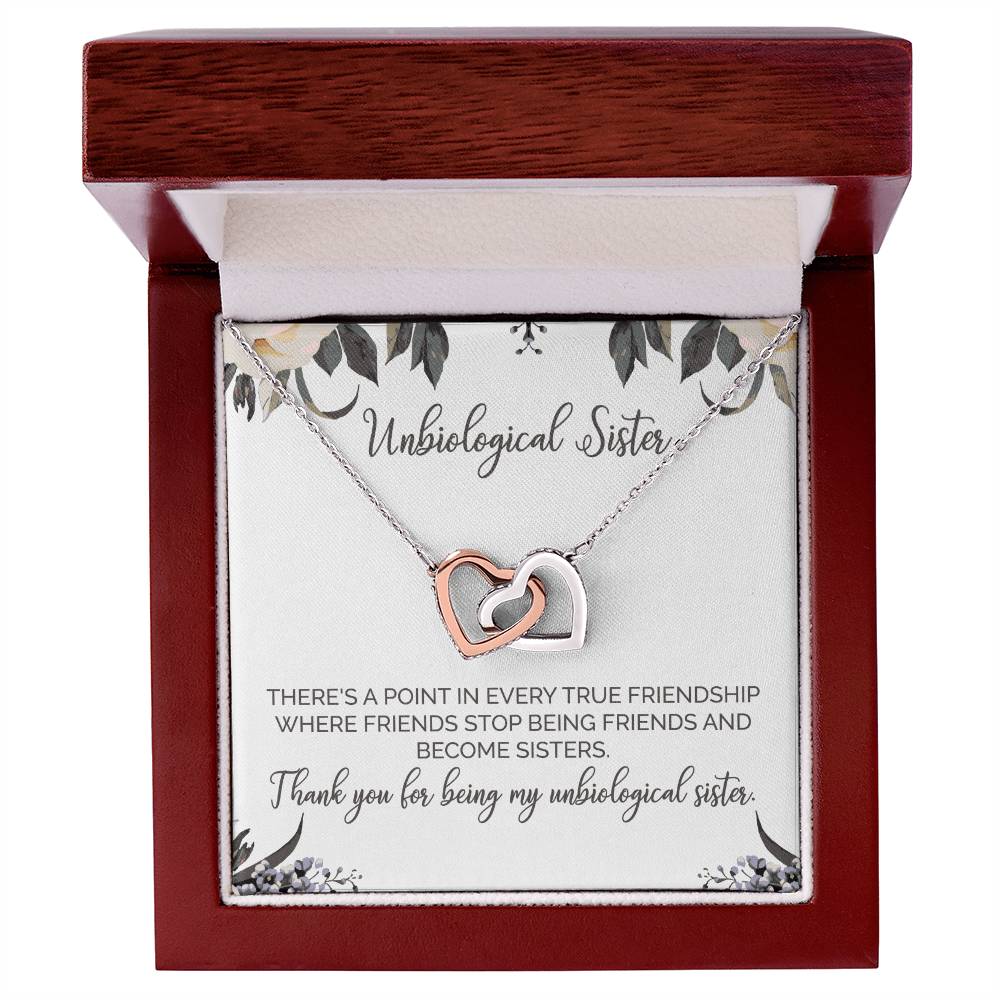 Unbiological Sister Necklace Soul Sister Sorority Sister Sister In Law Necklace Interlocking Hearts Necklace