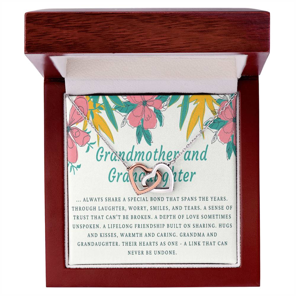 Grandmother & Granddaughter Necklace Grandma Gift Granddaughter Gift Jewelry For Family Birthday Gift Interlocking Hearts Necklace