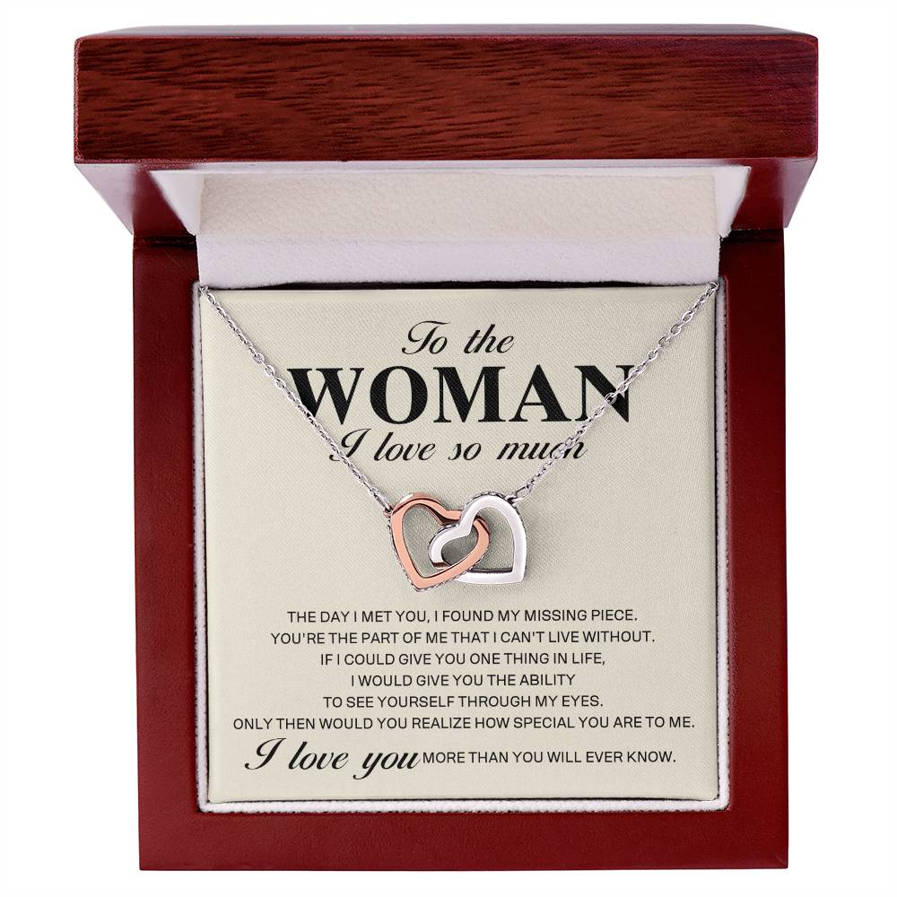 To The Woman I Love So Much - Interlocking Heart Necklace Interlocking Hearts Necklace