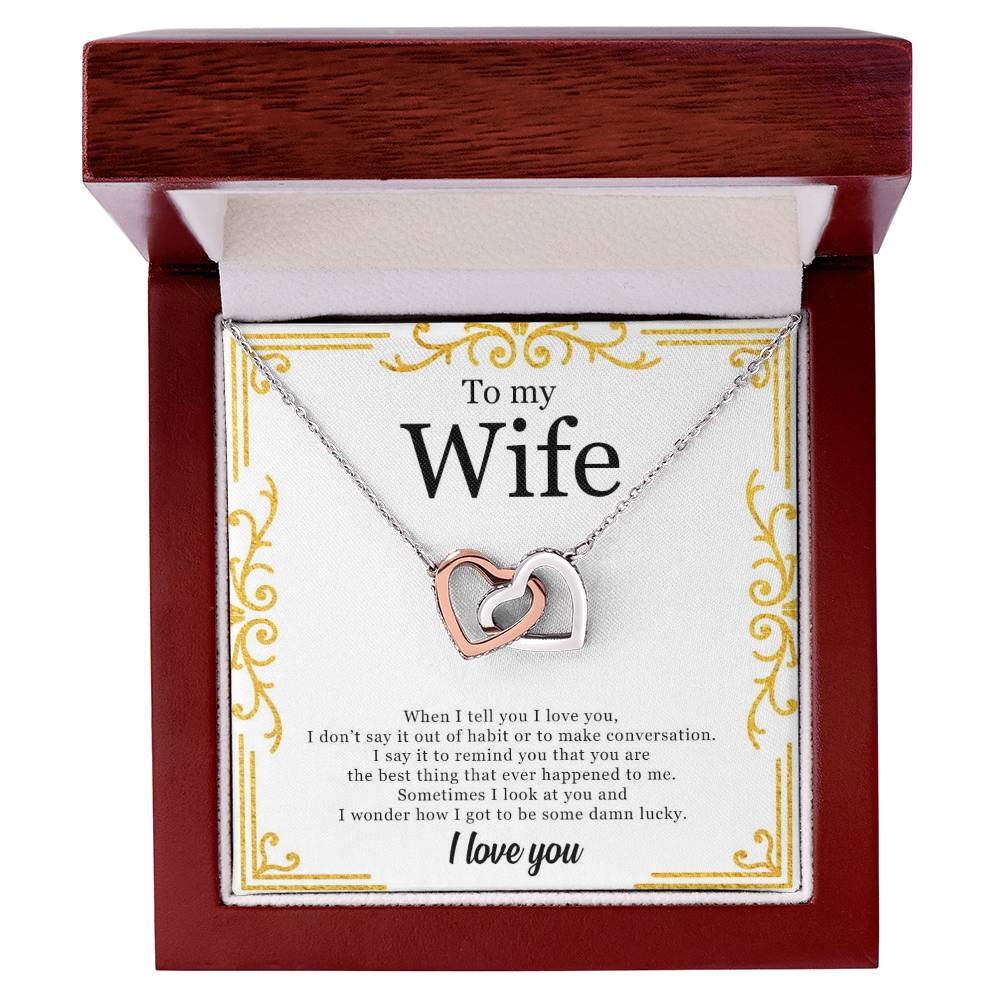 To My Wife - Two Hearts In Love Interlocking Hearts Necklace