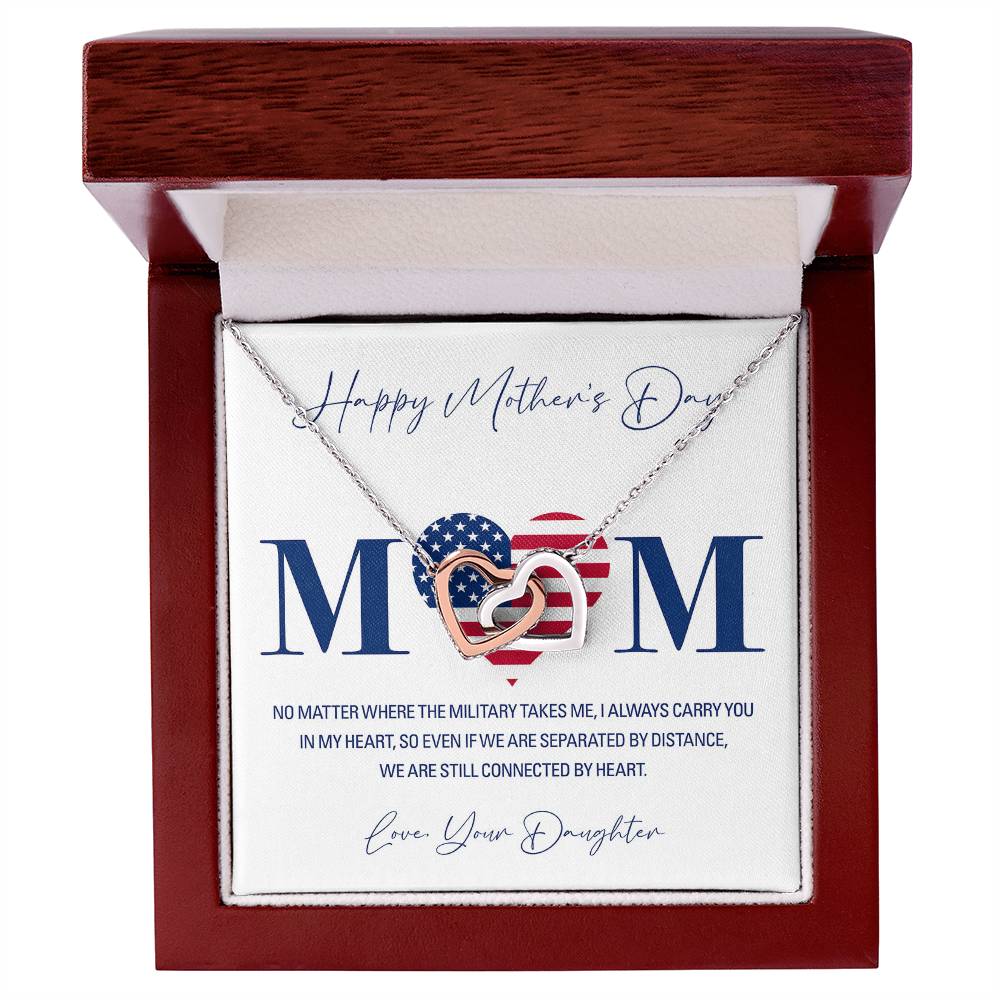 Military Daughter Carry You In My Heart Mother'S Day Necklace Interlocking Hearts Necklace