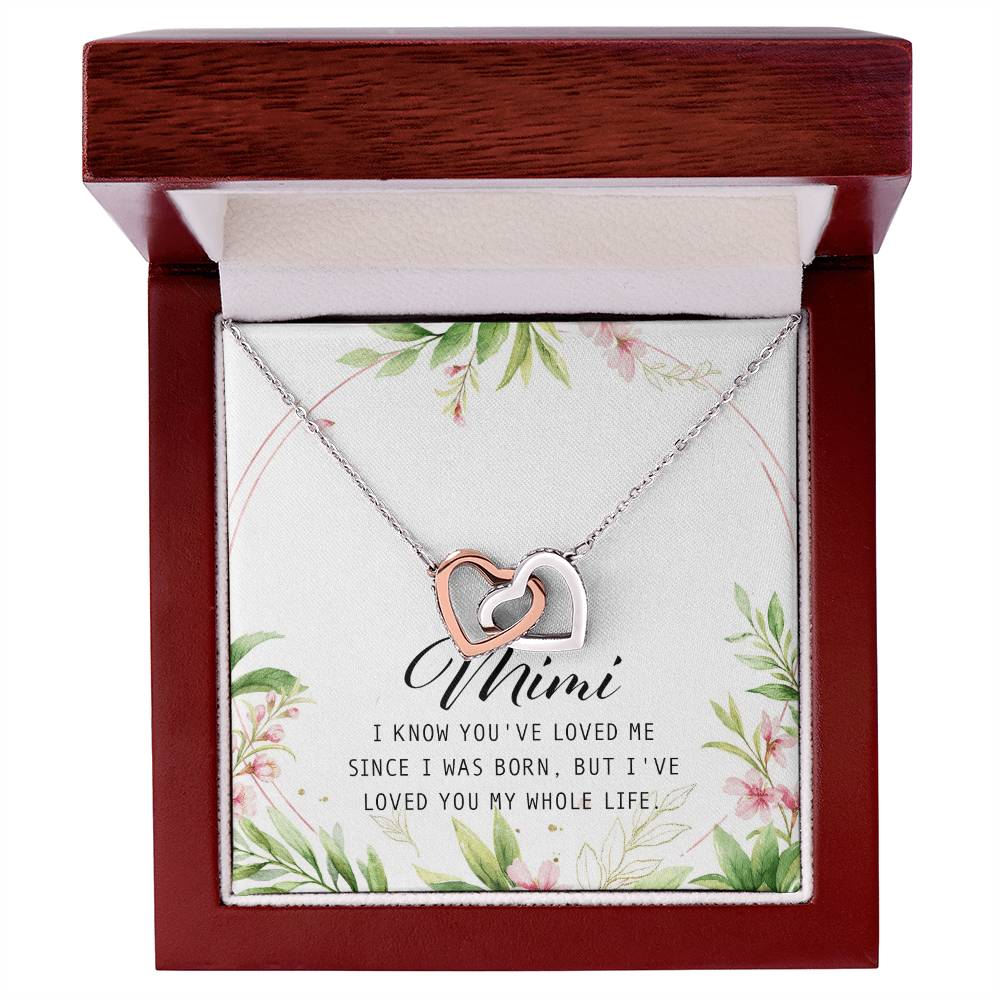 Mimi Interlocking Hearts Necklace Message Card