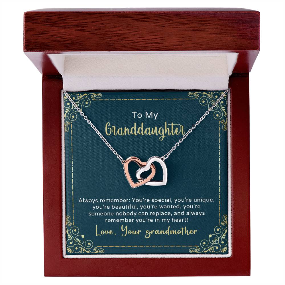Interlocking Hearts Necklace To My Granddaughter Always Remember You'Re Special