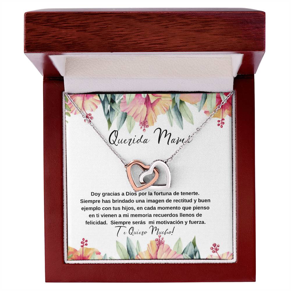 Querida Mama Doy Gracias A Dios Por La Fortuna De Tenerte Interlocking Hearts Necklace
