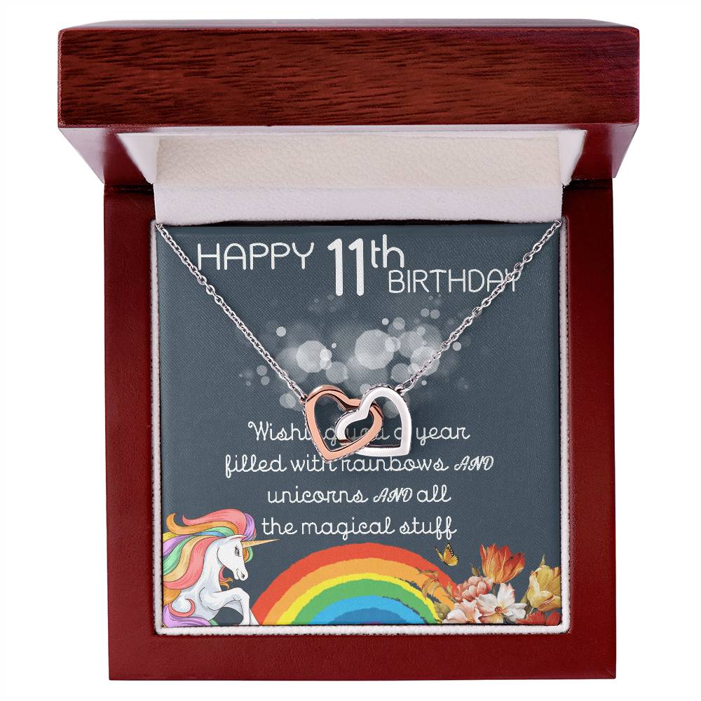 11Th Birthday Necklace Gifts For Girls Cute Unicorn 11 Years Old Girl Jewelry Gift For Daughter Niece Interlocking Necklace Xu246Il04 Interlocking Hearts Necklace