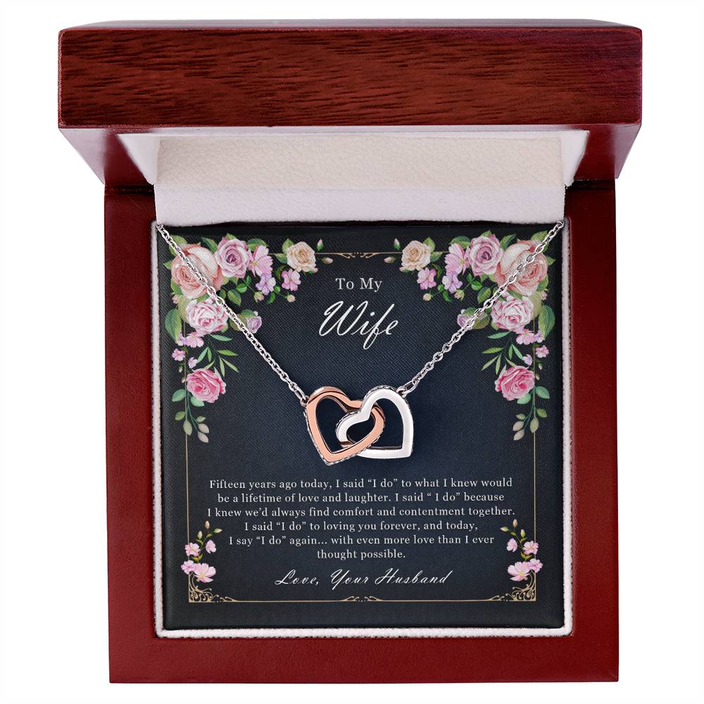 To My Wife 15Th Wedding Anniversary Interlocked Hearts Necklace Interlocking Hearts Necklace