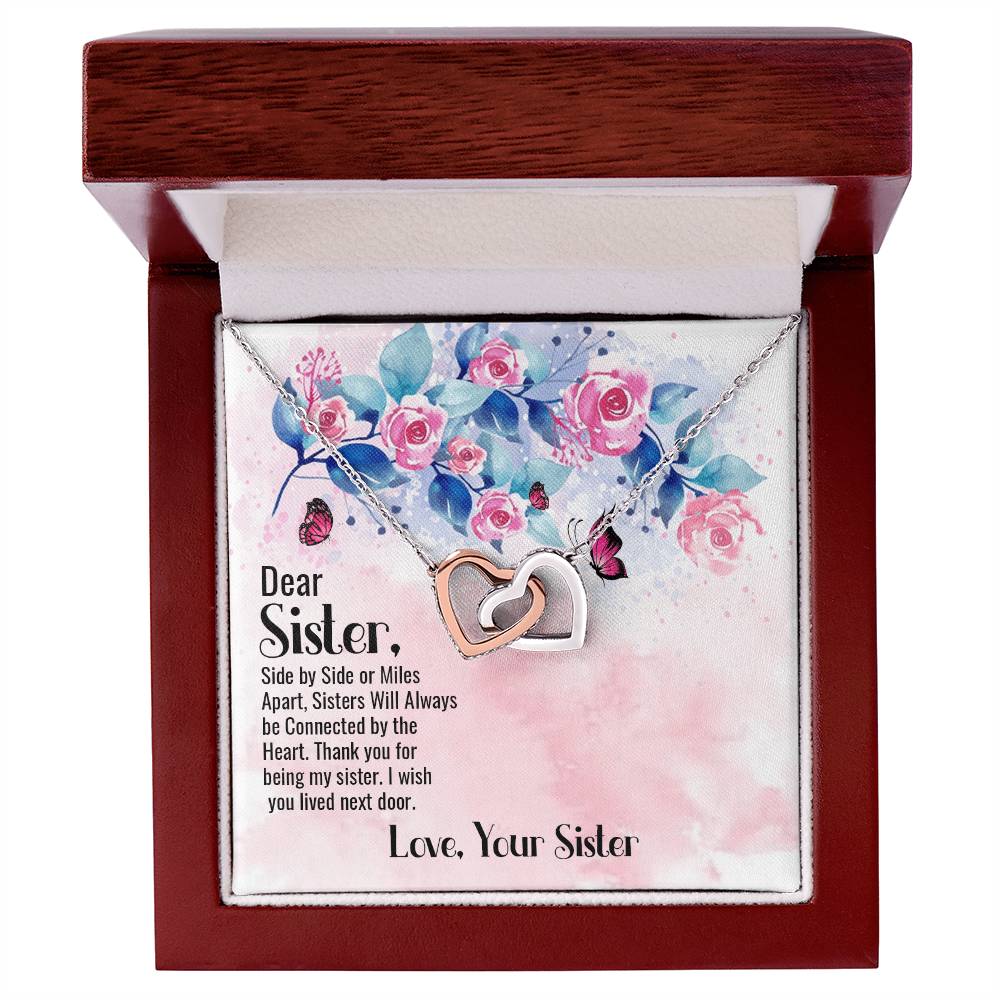 Beautiful Gift For Big Sister Two Hearts Embellished Jewelry Interlocking Hearts Necklace
