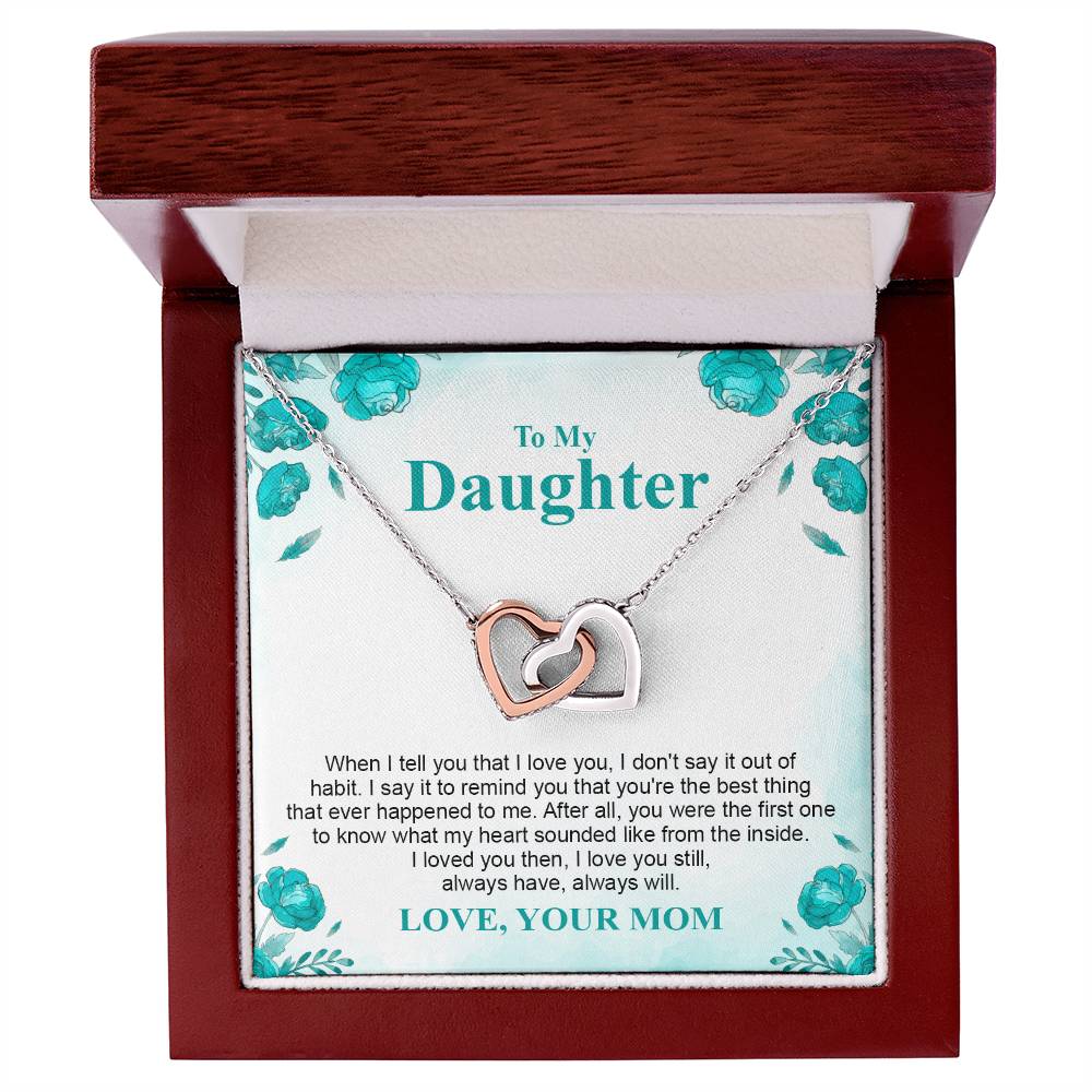To My Crazy Daughter- Mom Love You - Mother Love For Daughter Interlocking Hearts Necklace