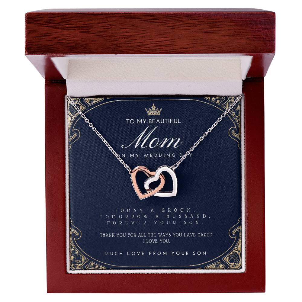 Mother Of The Groom Gift From Son Mom Wedding Gift From Son Wedding Gift From Groom To Mom Necklace Gift For Mom Wedding Gift From Son Interlocking Hearts Necklace